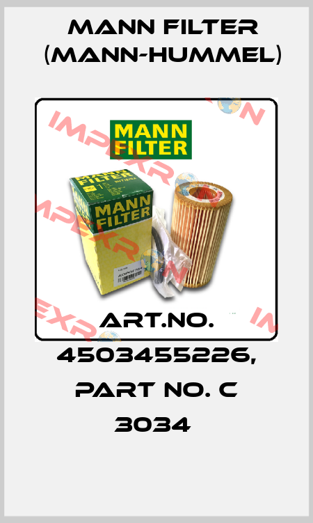 Art.No. 4503455226, Part No. C 3034  Mann Filter (Mann-Hummel)