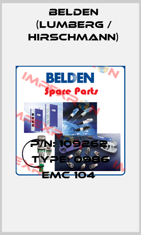 P/N: 109262, Type: 0986 EMC 104  Belden (Lumberg / Hirschmann)