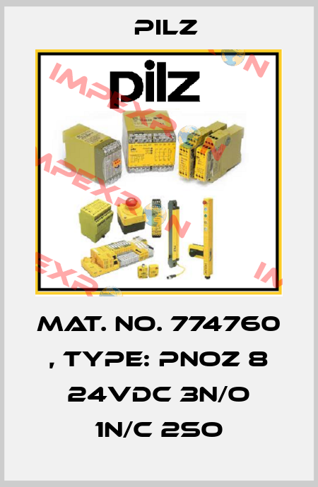 Mat. No. 774760 , Type: PNOZ 8 24VDC 3n/o 1n/c 2so Pilz