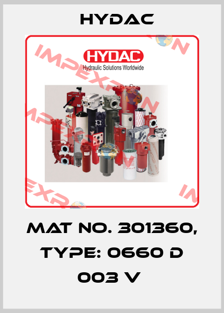Mat No. 301360, Type: 0660 D 003 V  Hydac