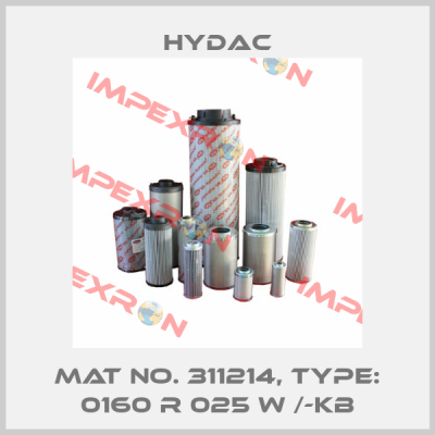 Mat No. 311214, Type: 0160 R 025 W /-KB Hydac