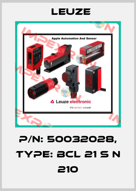 p/n: 50032028, Type: BCL 21 S N 210 Leuze