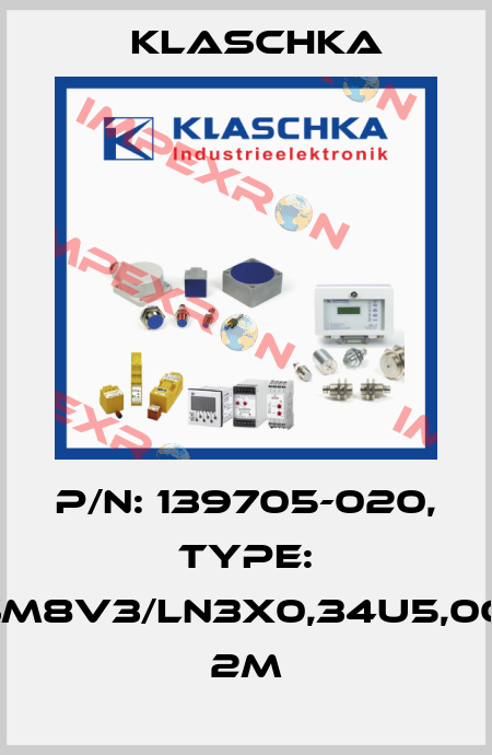 P/N: 139705-020, Type: JSM8V3/LN3x0,34u5,0OG 2m Klaschka