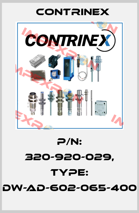 p/n: 320-920-029, Type: DW-AD-602-065-400 Contrinex