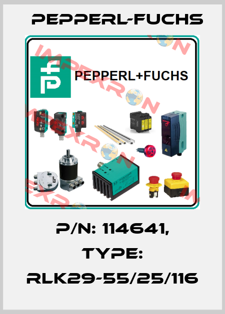 p/n: 114641, Type: RLK29-55/25/116 Pepperl-Fuchs