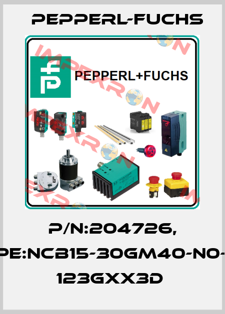 P/N:204726, Type:NCB15-30GM40-N0-5M    123Gxx3D  Pepperl-Fuchs