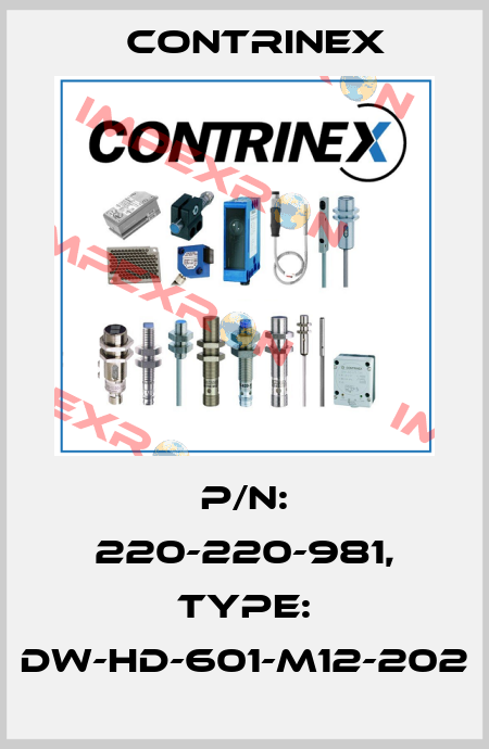 p/n: 220-220-981, Type: DW-HD-601-M12-202 Contrinex
