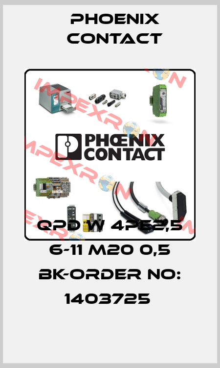 QPD W 4PE2,5 6-11 M20 0,5 BK-ORDER NO: 1403725  Phoenix Contact