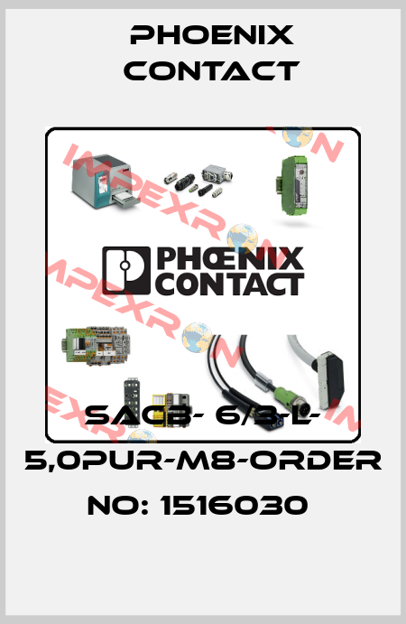 SACB- 6/3-L- 5,0PUR-M8-ORDER NO: 1516030  Phoenix Contact