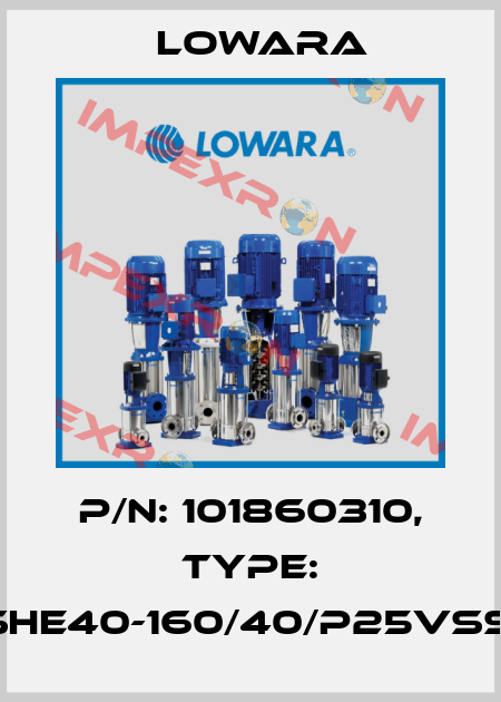 P/N: 101860310, Type: ESHE40-160/40/P25VSSA Lowara