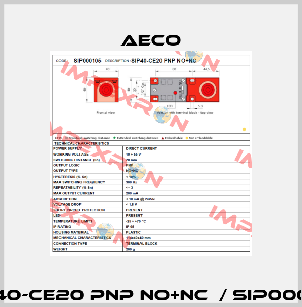SIP40-CE20 PNP NO+NC  / SIP000105 Aeco