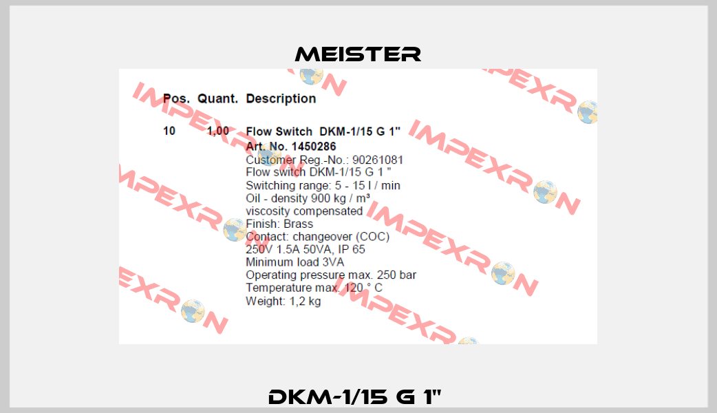 DKM-1/15 G 1"  Meister